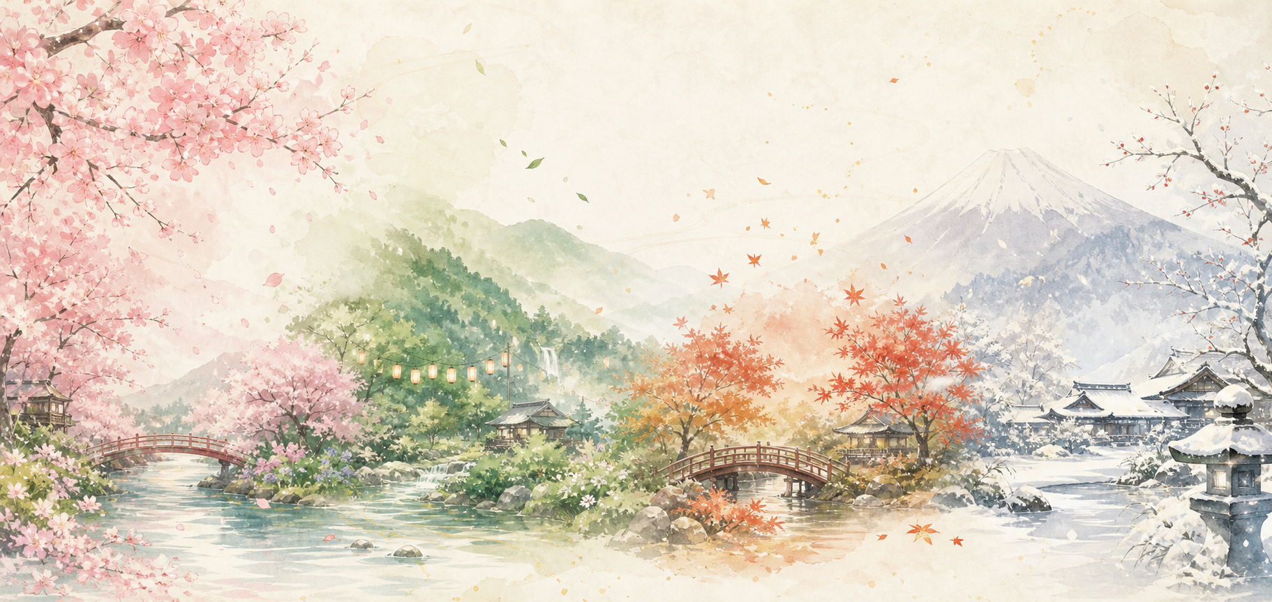 Original Japanese four seasons landscape