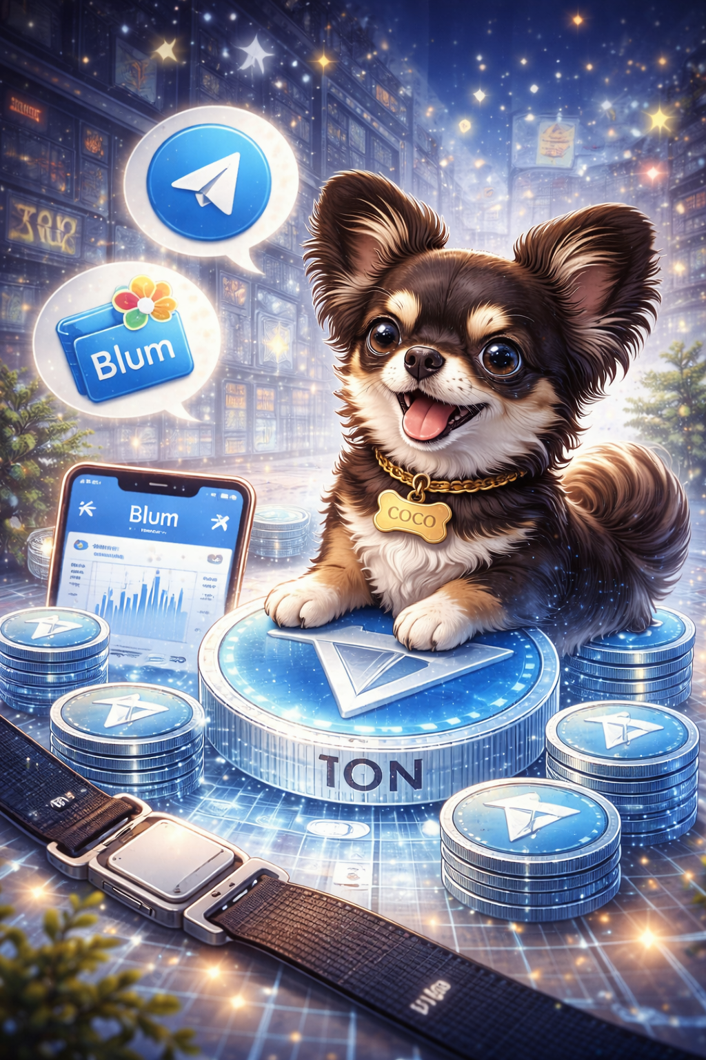 COCO with TON and Telegram themed visual