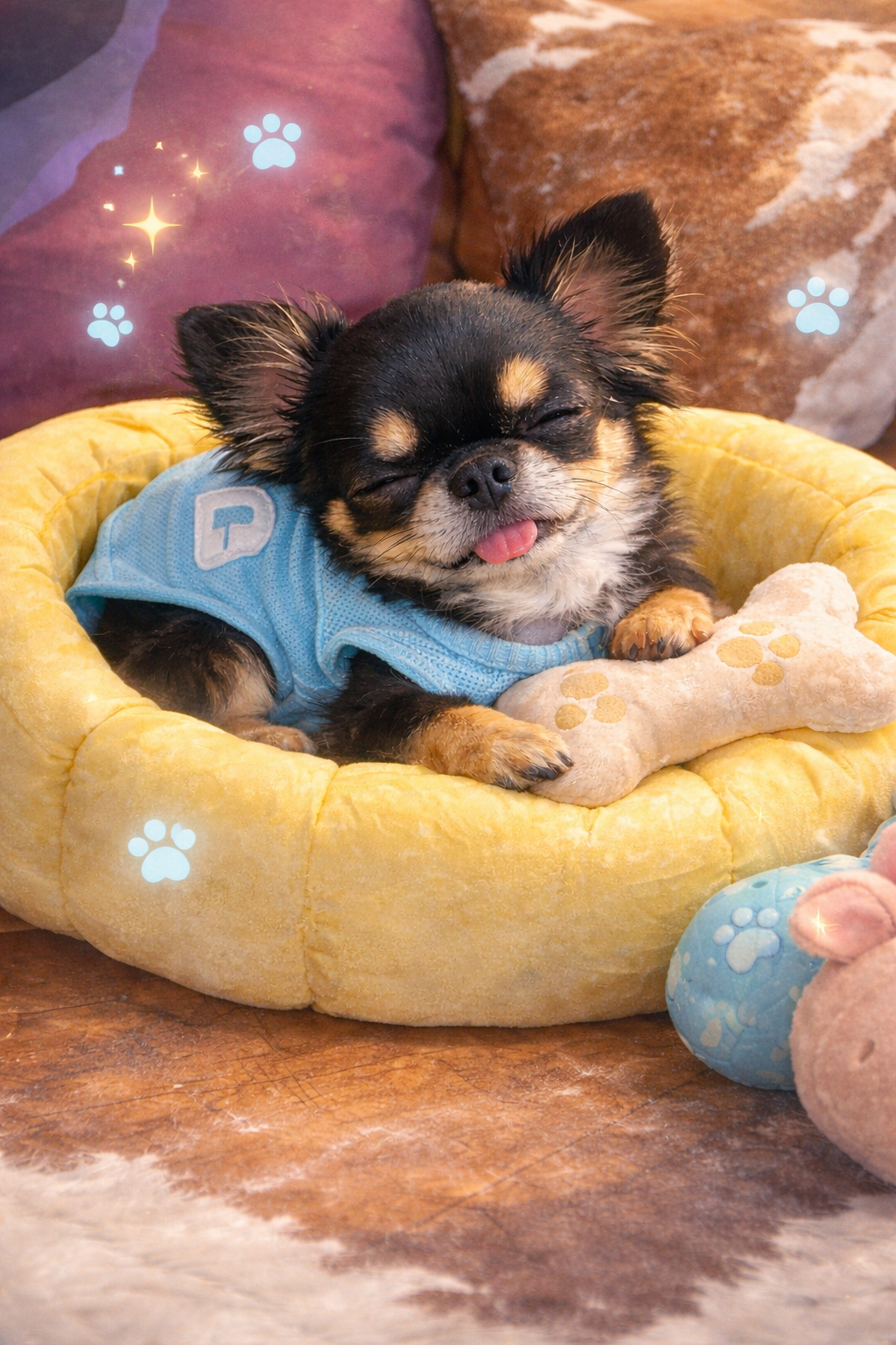 COCO in a cozy bed